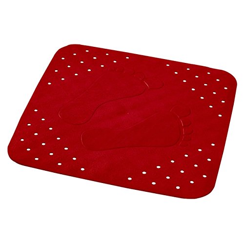 Bad Duscheinlage Duschmatte Sicherheitseinlage für die Dusche Modell "LITTLE FEETS" Größe: 54 x 54cm - FARBE Rot