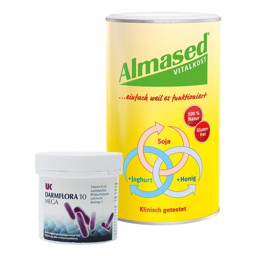 Preisvergleich Produktbild Almased Vitalkost + UK Darmflora 10 Mega Kapseln Set