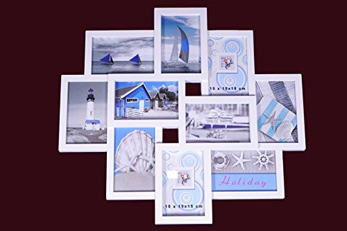 Bilderrahmen weiß - Multirahmen für 10 Bilder 10x15 cm - Galerie Collage Foto Rahmen