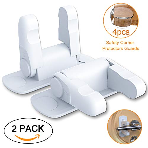 Preisvergleich Produktbild Directtyteam 2 Stück Kindersicherung Türdrückerschloss, Tür-Fenstersicherungen,Türhebelsperre für Kinder Sicherheit Adhesive Kindersicherheit Türgriffverriegelung