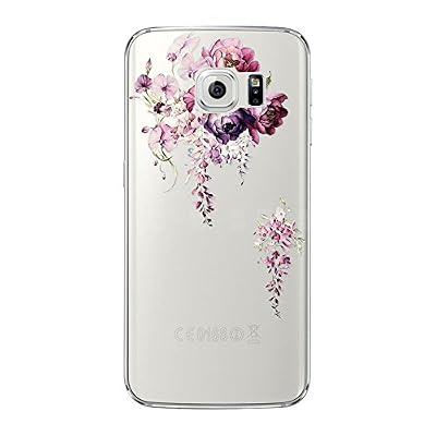Novago Samsung Galaxy S6 Edge (5.1 pouces) -NOV@GO® Coque gel souple avec impression fantaisie (Bouquet Violet)
