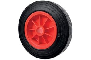 ROSS CASTORS 200mm light duty solid rubber wheel on a red plastic centre with a 1" bore