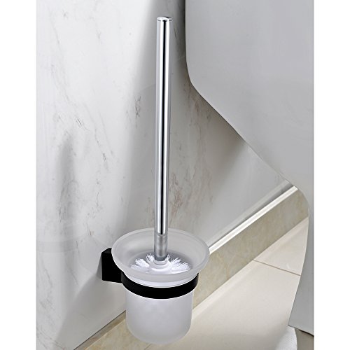 Homelody SS304 Edelstahl Toilettenbürste Bürstengarnitur Bürste Halter WC-Bürste Wandmontage Klobürste-Set Toilettenbürstengarnitur mit Glas für Bad Badzimmer