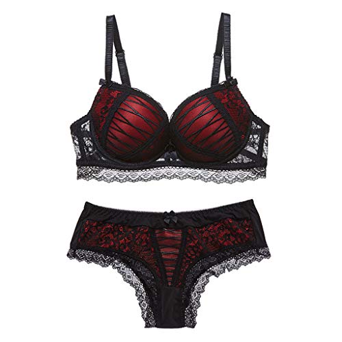 Resplend Encaje Bordado En V Profundo De Las Mujeres Se Reunieron Correa para El Hombro Ajustable Ropa Interior Sujetador Sexy De Encaje CóModo Tanga