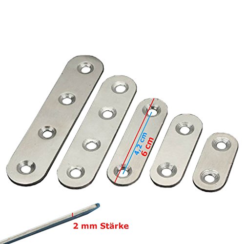 Preisvergleich Produktbild 10x Edelstahl Holzverbinder Lochplatte Flachverbinder Metallverbinder Lochblech 60 mm