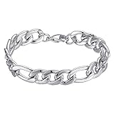 Moneekar Jewels Silver Stainless Steel Bracelet Link Wrist Curb Bracelets for Men