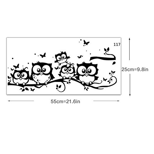Zarupeng Cartoon-Eulen-Schmetterlings-Wand-Aufkleber-Dekor-Abziehbild - 3