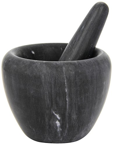 T G &Stößel und Mörser aus Marmor schwarz-schwarz marmoriert-Größe D125 x H100mm - 2