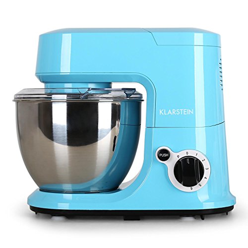 Klarstein Carina Azzura Küchenmaschine Teigknetmaschine (800 Watt, 6-stufige Geschwindigkeit, 4 Liter Schüssel) blau - 4