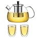 Produktbild ecooe Teekanne Glas mit 2-teiliges 350ml (Volle Kapazität) Doppelwandige Cappuccino Glaser Set, Cappuccino Glaser Thermoglas Kaffeeglas Teeglas Latte Macchiato Glaser Set