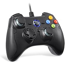 Controller Joystick per Giochi, EasySMX Controller Joystick per Giochi con Cavo con Doppial-vibrazione, Turbo e Pulsanti Anteriori per Windows / Android / PS3 / Box TV (nero)