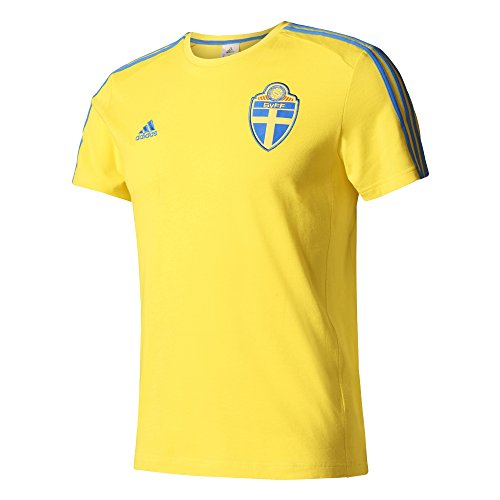 adidas Herren Schweden 3-Streifen EM 2016 Fan-T-Shirt, Yellow/Broyal, XS