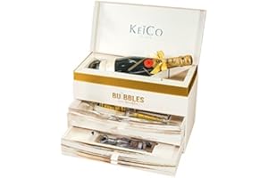 SPARKLEWARE KeiCo 75cl Moet Champagne Luxe Gift Box Hamper with 2 Gold Champagne Flutes and Solid Chocolate Corkscrew, Corporate Gift For Clients or Employees (Gold)