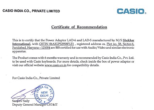 LAD-5 AC 9V Power Adaptor for Casio MA-150 Keyboard