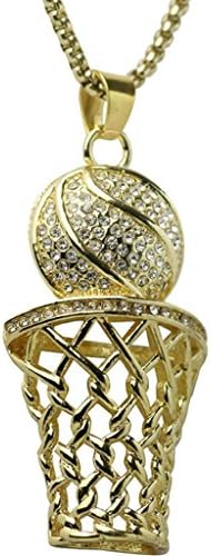 TINGTING World Cup Necklace Men's Basketball Basketball Box Necklace Titanium Steel Trend Necklace,Gold
