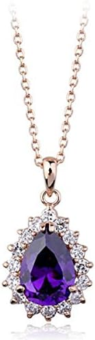 18ct Gold Finish Pendant with Swarovski Amethyst Crystal on 45cm Chain