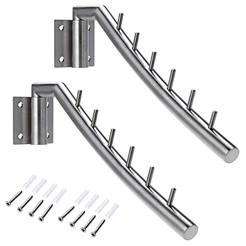 Tommi Perchero de Pared 2 Pcs con Doble Fila de Ganchos Acero Inoxidable de Uso Rudo SUS304