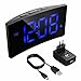 Produktbild Digitaler Wecker, PICTEK Digitaluhr, alarm clock, 5"LED-Display, Randlos Kurve, Dimmer, Snooze, 12/24 Stundenanzeige, 3 Alarmtöne mit 2 einstellbare Lautstärke, Naturgeräusche, USB-Stromanschluss -Blau (mit Adapter)