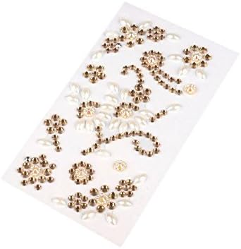 Self-adhesive Flower Tendril Beads, Includes Adhesive Strips, Decorative Stones, Rhinestone Gems, Cards, Available in a Range of Colours Gold