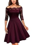 Gute Spitzen, Retro Modell, Off Schulter, Knielang, Elegant Party Kleid