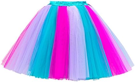 PerfectDay Women's Mini Tutu Ballet Multi-layer Ruffle Frilly Petticoat Skirt Fuchsia Lavender Blue