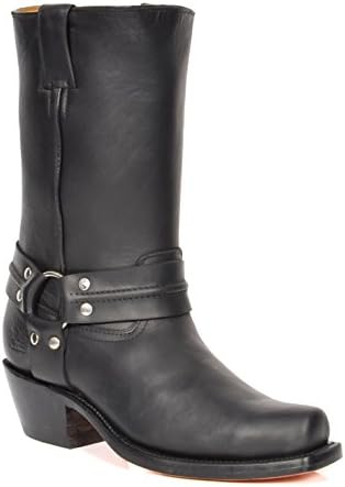 Mens Leather Cowboy Slip On Boots Western Heel Calf Length Square Toe Shoes HLG04HA