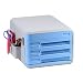 Produktbild EVERTOP Schubladenbox mit 3 Geschlossenen Schubladen Systembox Größer als A4 Ablagebox Ordner Organizer ABS Aktenbox mit Zahlencode Stifthalter Kunststoff Bürobox A4-Format 38 x 30 x 22.6 cm - Blau