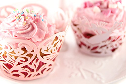 Elfenstall Cupcake / Muffin Papierförmchen – Zierumrandung – Dekorand “ Herzen Herzmuster Liebe Love “ 12 Stück für Geburtstage Hochzeiten Kommunion Konfirmationen Ostern Partys oder Feste (creme / ivory) - 5