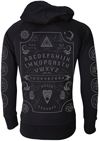 Darkside Ouija Board Hoodie Gothic Occult Unisex Cotton Grey Font Lightweight Zip-Up Sweater