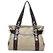 Produktbild REALIKE Damen Handtasche Canvas Henkeltaschen Reißverschluss Beutel Mit Kette Mode Gürtel Schultertasche Mit Anhänger Freizeit Strandtasche Beuteltasche Fur Alltag Schule (Beige, M)
