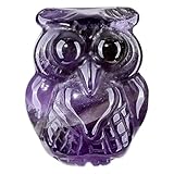 Crystaltears Amethyst Crystal Owl Figurine Ornament Carved Natural Healing Crystal Gemstone Animal Statue For Home Office Decor Reiki Healing Good Luck Crystal Gift For Christmas