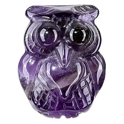 Crystaltears Amethyst Crystal Owl Figurine Ornament Carved Natural Healing Crystal Gemstone Animal Statue For Home Office Decor Reiki Healing Good Luck Crystal Gift For Christmas