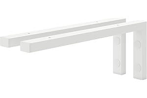 HOLZBRINK 2X Wandkonsole Weiß für Waschtisch, Design und stabil Waschtischhalterung oder Winkel für Wandregal, Waschbecken Unterbau Wandmontage für waschtischplatte, 400x150 mm