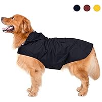 Hunderegenmantel mit Kapuze & Kragenloch & sicheren reflektierenden Streifen, ultraleichte atmungsaktive 100% wasserdichte Regenjacke von Zellar für mittelgroße Hunde