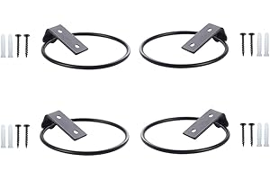 CURTEK 4 Pack Flower Plant Holder 8 Inch Ring Flower Pot Holder Wall Mounted Plant Hangers Collapsible Bracket for Indoor and Outdoor,Black