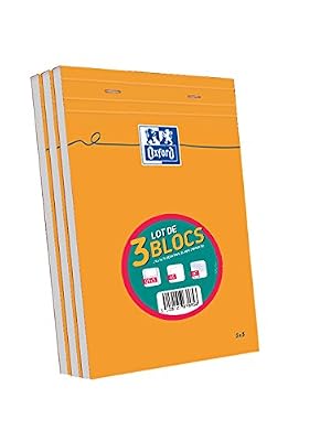 Oxford bloc-notes, A5, quadrillé, 80 feuilles, 2 + 1 GRATUIT