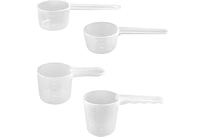 Lotsdonxia 4-Piece Transparent Plastic Measuring Spoons Set - Dosing Spoons 100ml, 70ml, 50ml, 40ml for Milk Powder, Protein Powder, Flour, and Detergent