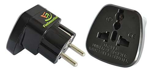 Preisvergleich Produktbild FiveSeasonStuff 1 x Reisestecker / Travel Plug / Adapter Plug Universal / Schutzkontakt Reiseadapter auf DE und für die EU (Großbritannien, Irland, Hong Kong, Singapur, Saudi-Arabien, usw) Type F (Schwarz)