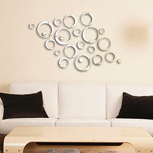 24 Stück Circle Spiegel Style abnehmbar Decal Kunst Wandbild Wand Aufkleber Haus Dekor - 7