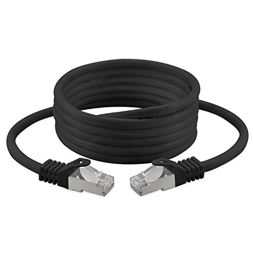rocabo 2m RJ45 Netzwerkkabel Patchkabel mit CAT 7 Rohkabel – LAN – Ethernet Gigabit LAN Switch Router – S/FTP PiMF – Halogenfrei schwarz - 2