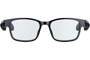 Razer Anzu Smart Glasses (Rectangular, Large Glasses) -Audio Glasses with Blue Light/UV Protective Lenses (Low Latency, Intergrated Mic and Speakers, Touch Enabled, IPX4 Water Ressistant) Black