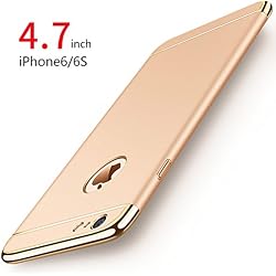 Funda iPhone 6/6s, PRO-ELEC Carcasa iPhone 6 / 6s con [ Protector de Pantalla de Vidrio Templado ] 3 en 1 Desmontable Ultra-Delgado Anti-Arañazos iPhone 6 Funda Protectora - 4.7 Pulgada - Oro