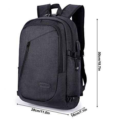 Domila Anti Diebstahl Business Laptop Rucksack mit USB-Ladeanschluss  wasserdichter Reiserucksack f  r M  nner und Frauen  schwarz 