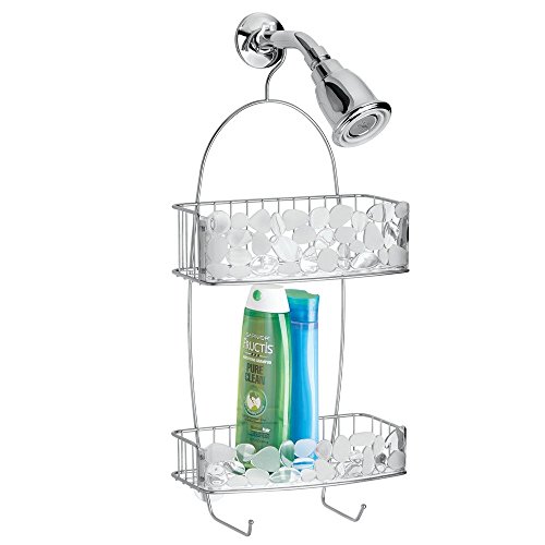 InterDesign 68576EU Pebblz Badezimmer-/Dusch-Caddy für Shampoo, Conditioner, Seife Edelstahl 26,04 x 11,43 x 55,88 cm, Silberfarben/Durchsichtig - 3