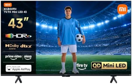 XIAOMI TV FX Mini LED da 43 pollici (101 cm), Smart TV QD-Mini LED, 4K UHD, Fire TV, HDR10+, MEMC, DTS:X, AirPlay 2, HDMI, Modalità Filmmaker, comando vocale con Alexa