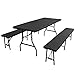 Produktbild SVITA Buffettisch Kombi mit Tisch und Bank Bierbank Klapptisch Esstisch Camping-Set 180cm (Garnitur, Schwarz)