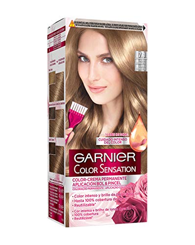 Garnier Color Sensation Coloración Permanente E Intensa Reutilizable con Bol y Pincel 7.1 Rubio Diamante