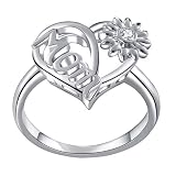 Freundinnen Geschenk, Einfach Herz Ring Paar Besondere Sonnenblume Jahrgang Liebe Mama Ring Schmuck für Geburtstag Muttertag Geschenk