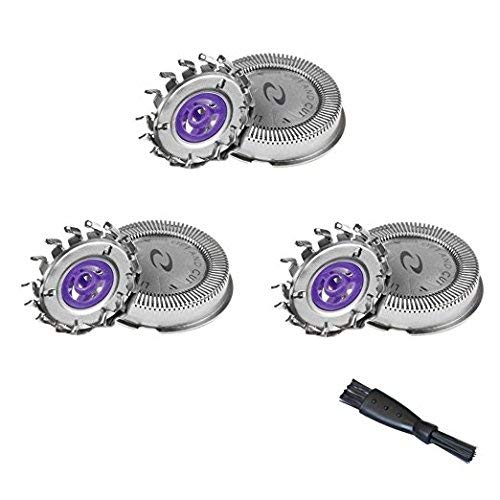 Oral-Q 3 x Cabezal de Afeitado Reemplazo Cabezales para Afeitadora (Foil + Cutter) para Philips HQ55 HQ56 HQ3 HQ4 HQ6695 HQ6990 HQ804 con Máquina de afeitar cepillo de limpieza