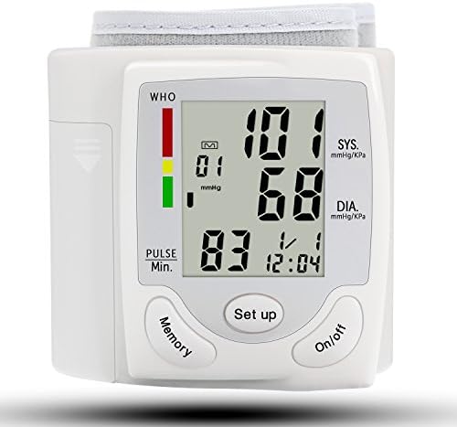 Blood Pressure Monitor Wrist Accurately Monitor with 90 Memory Capacity,Heart Rate & Irregular Heartbeat Detector, Date and Time
